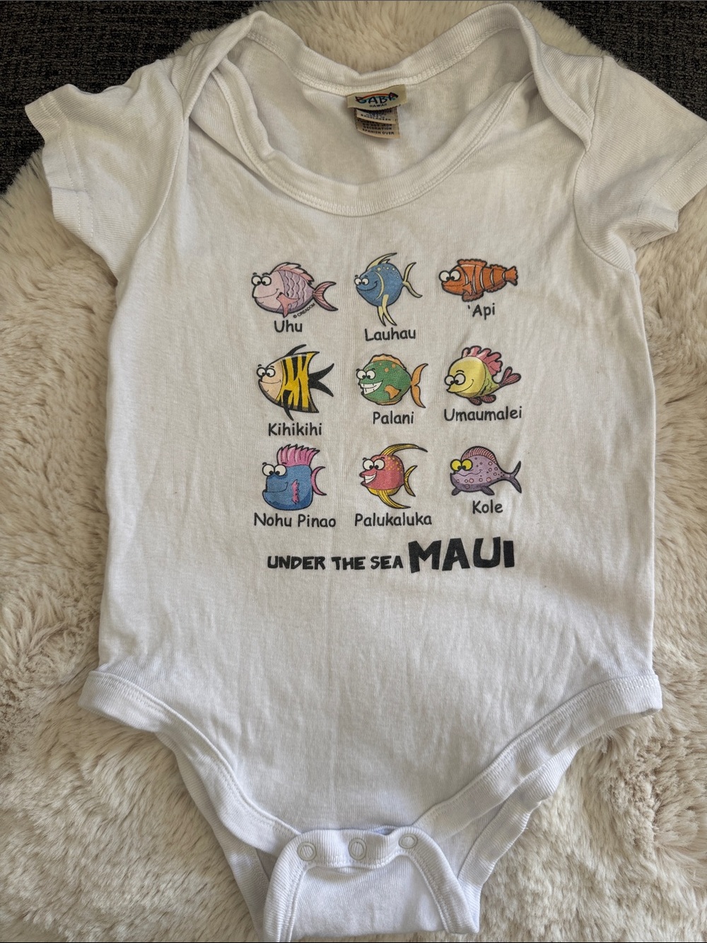 Maui 18mos.  'Under the Sea' White Baby One-Piece Bodysuit
